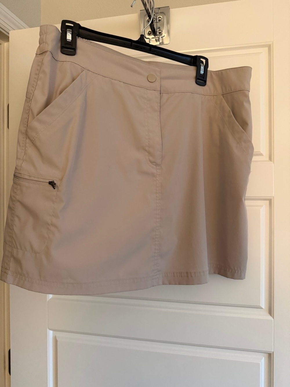 Beige Utility Skort with Zipper Pocket